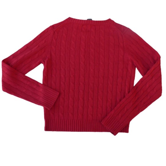 SiLK Cashmere Cable Knit Sweater Red The Limited Ribbed Crew Cuffs Waistband S - Picture 6 of 9
